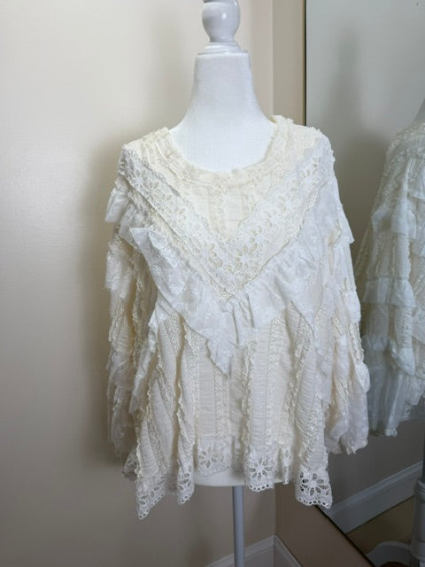 POL cream lace oversized top