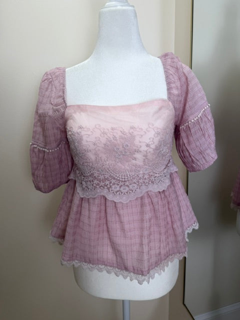 Bohemian blush embroidered blouse