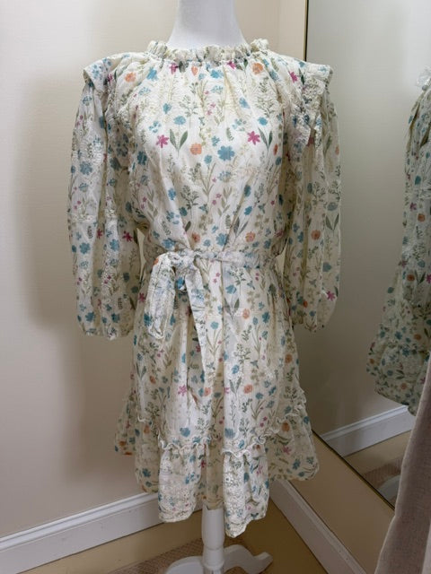 Long sleeve white floral dress