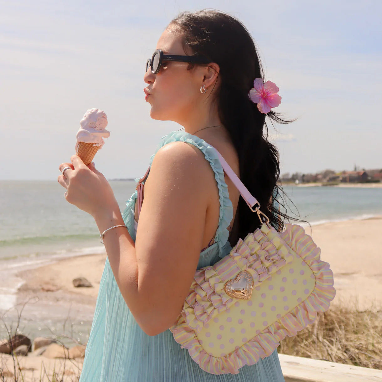 Yellow and pink handbag