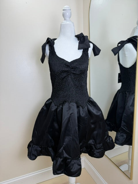 flirty black mini dress