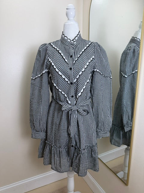 Black and white check mini dress