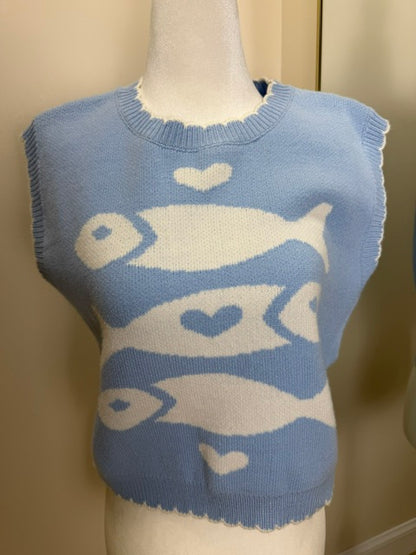 Light blue fish sweater top