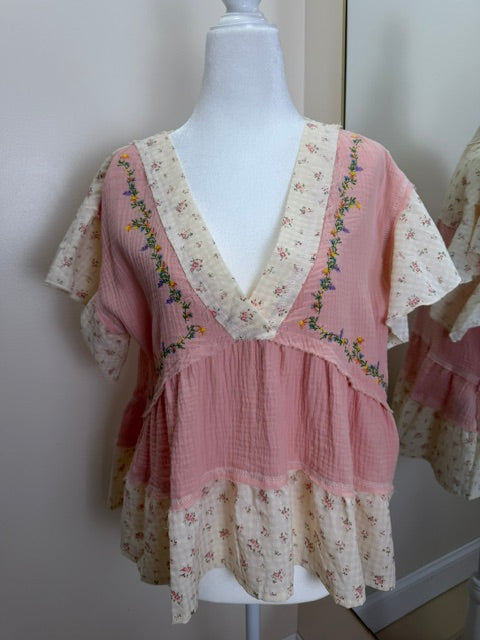 POL pink flirty top
