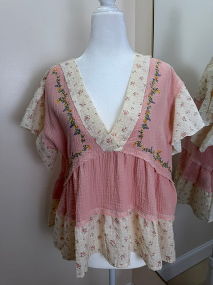 POL pink flirty top