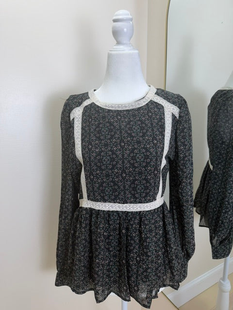 Black floral with lace detail