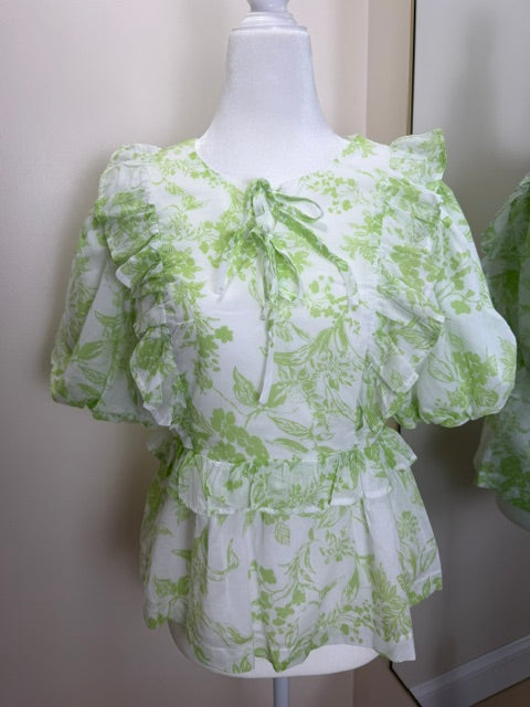 White and lime green blouse