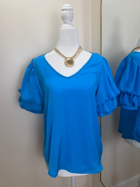 Blue silk top