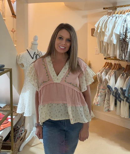 POL pink flirty top
