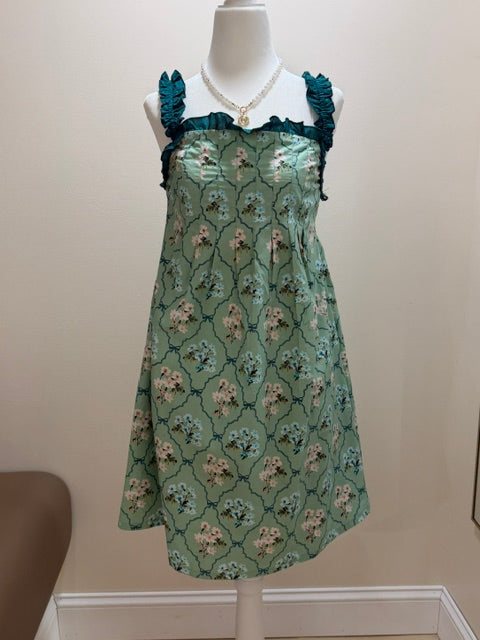 green floral dress mini dress