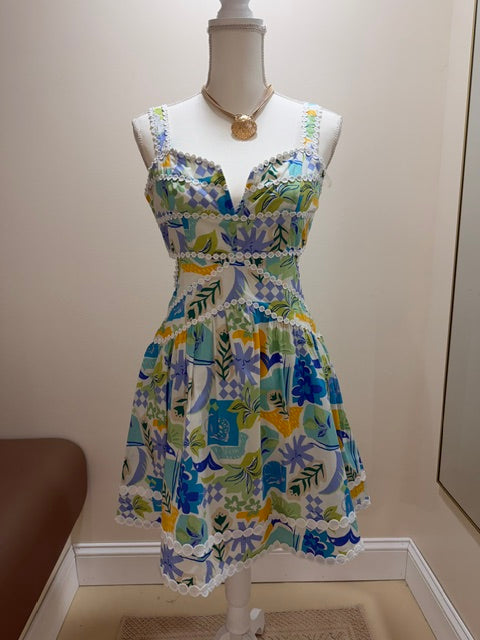 cut out lace trim fit & flare mini dress